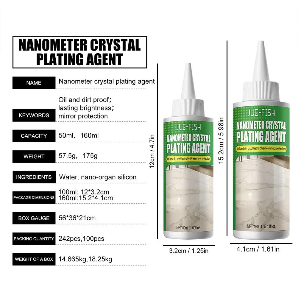 50/160ml Stone Nano Crystal-Plating Agent Car Nano Coating Agent Anti Scratch Hydrophobic Polish Coating Agent Car Coating Spray