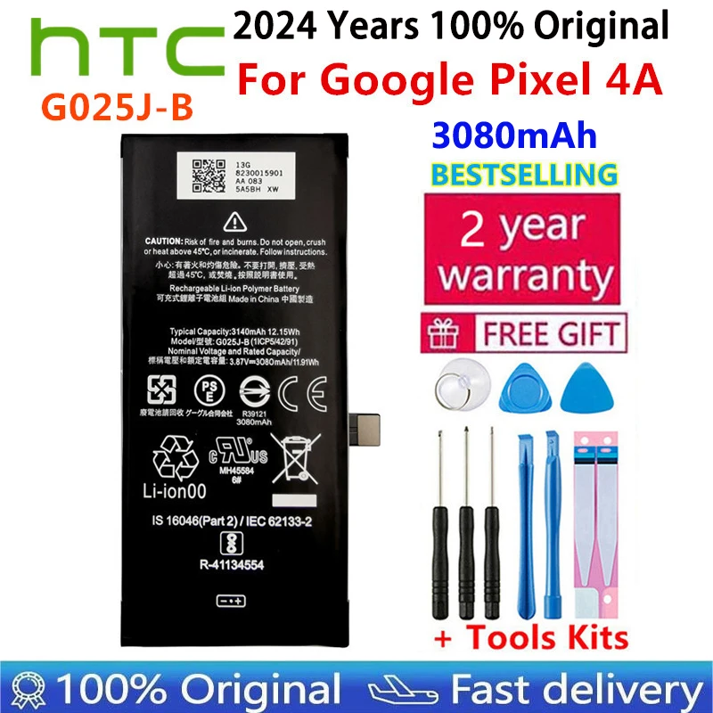 100% Original Replacement Battery G025J-B For Google Pixel 4A Pixel4A Phone Batteries Bateria 3080mAh + Free Tools Fast Shipping