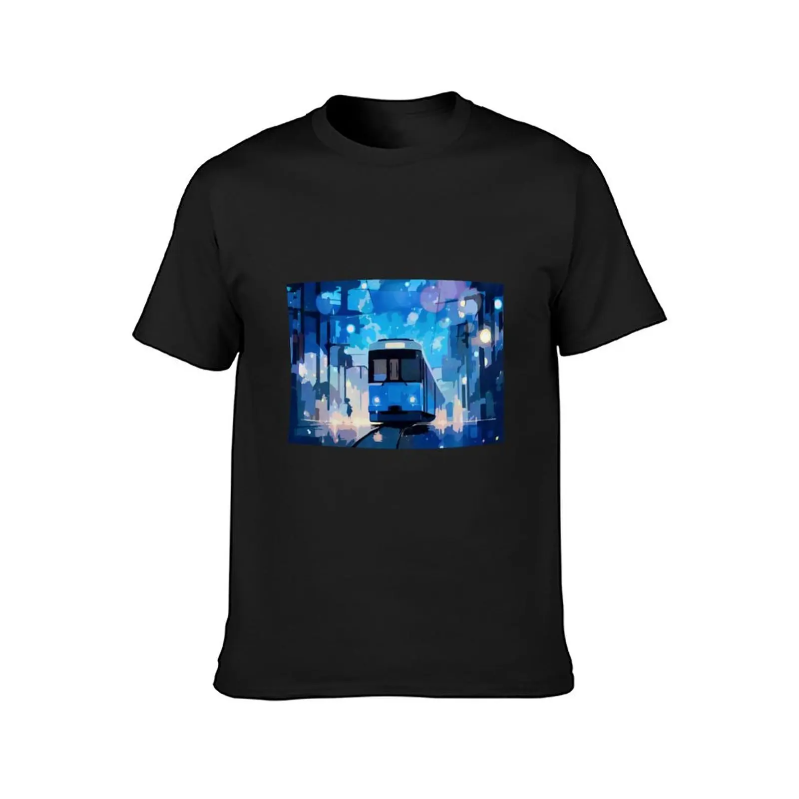 ART: vibrant future metropolis, one image at a time of tram, light bokeh, defocused background T-Shirt