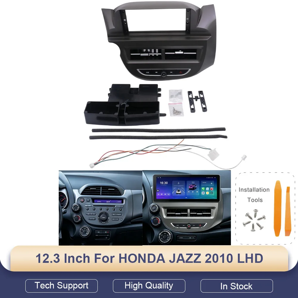 For HONDA JAZZ 2010 LHD 12.3 Inch Android GPS Navigation Player Mount Frame Dashboard Fascia Bezel Kit