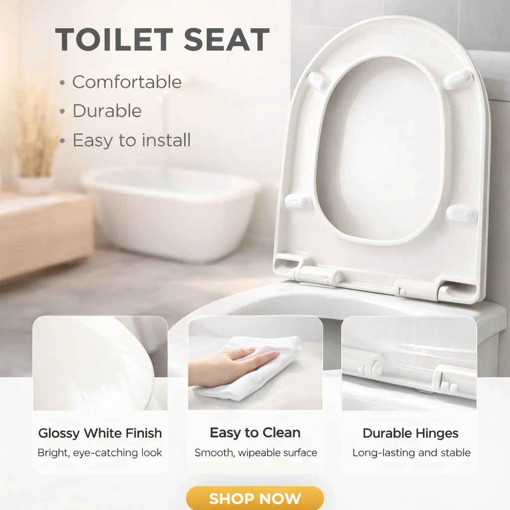 

Noiseless Toilet Seat, Premium Soft Close, Smooth Surface for Residential Commercial Bathroom