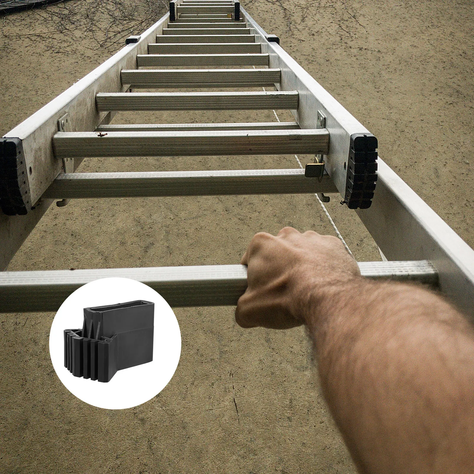 4Pcs Safe Ladder Pads Heavy-Duty Anti-Skid Rubber Foot Covers with Abrasion-Resistant Deep Grooves for Household Ladder Feet