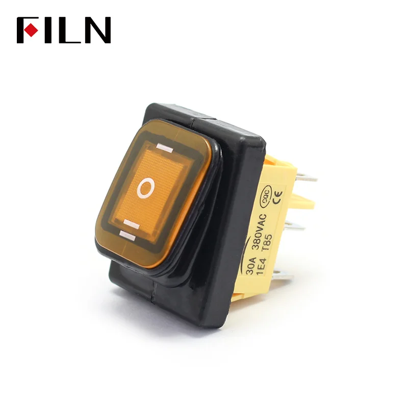 เปิดปิด 30A/250V Heavy Duty 6 ขา DPDT IP67 กันน้ํา T85 Auto เรือ Marine สลับ Rocker Switch LED 12V 220V 30x22 มม.