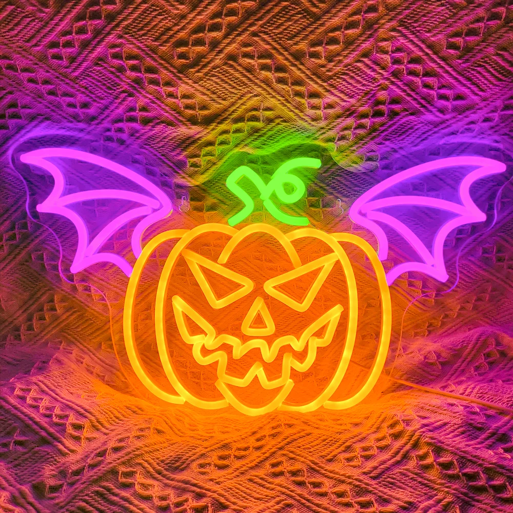 Letrero de neón de calabaza para Halloween, decoración Led para habitación, fiesta de Halloween, Bar, puerta de casa, luz de neón regulable, decoración artística de pared, regalo para niños