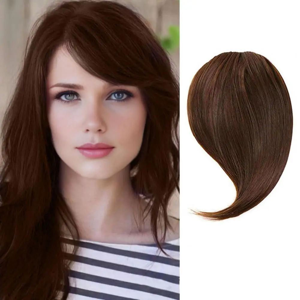 Women Clip-in Side Bangs Natural Thick Matte Forehead Hair Extensions Bangs Black Brown Blonde Bangs Fringe Wig Hairpieces