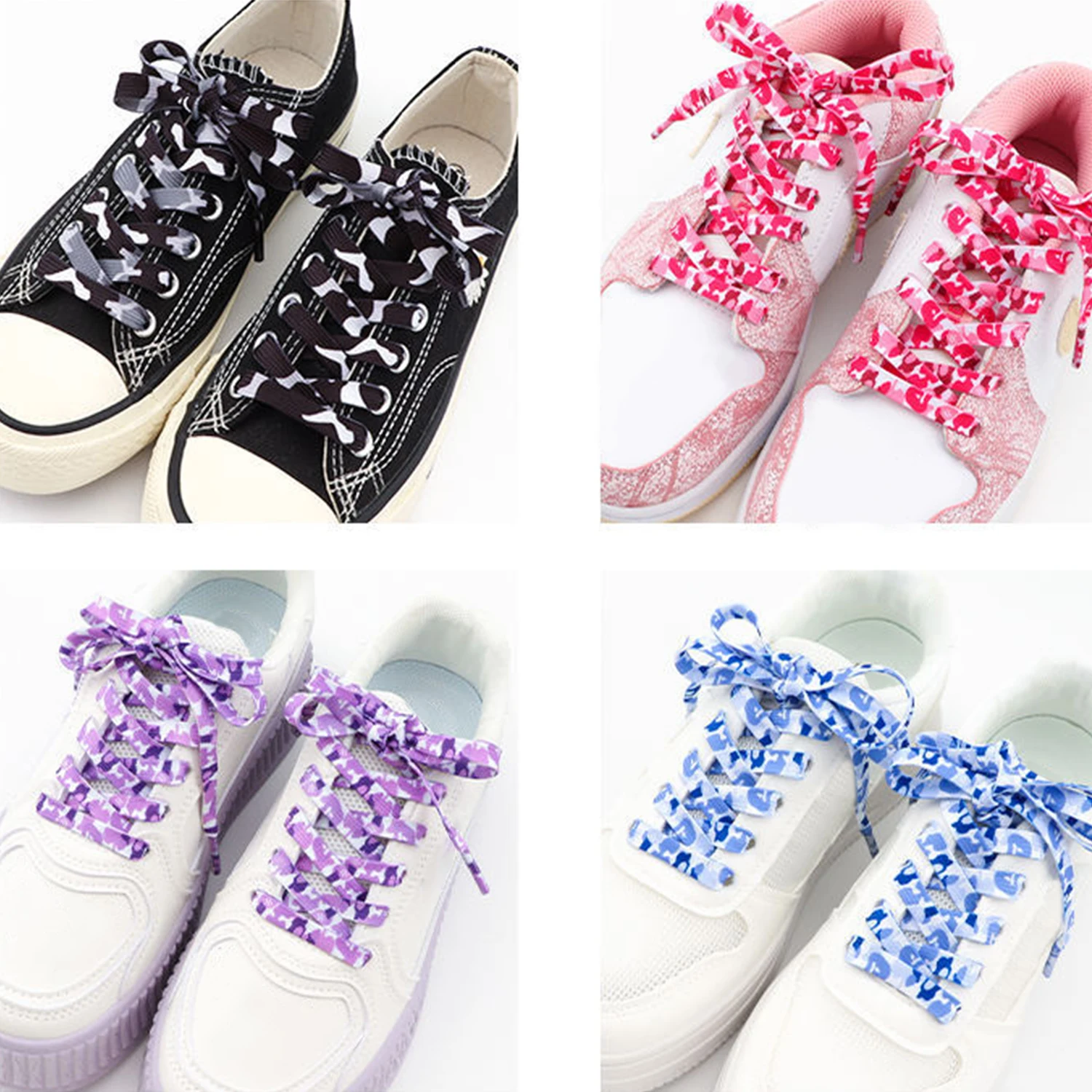 140cm Camouflage Print Shoelaces Elastic Laces For Sneakers Rubber Band For Flat Casual Shoes Strings Shoes Accessories