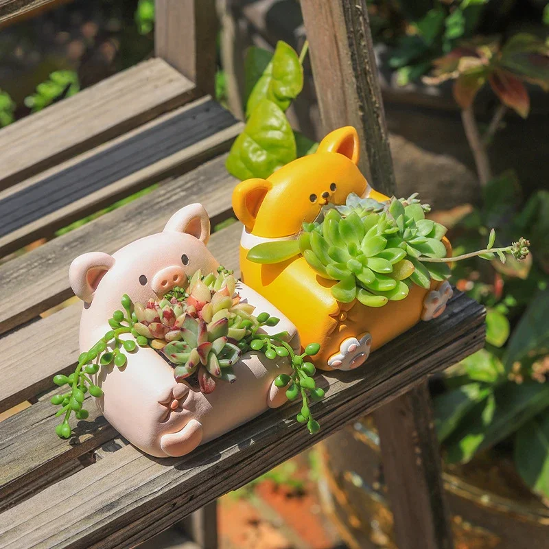 

Animal Sofa Planter for Succulents Air Plants Cactus, Funny Flower Pot for Mini Bonsai, Fairy Garden Figurines Tabletop Decor