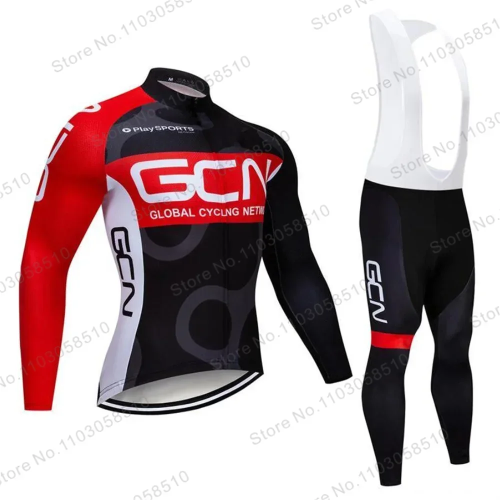 2024 NEW Pro Gcn Team Autumn Cycling Jersey Set Bib Pants Ropa Mountain Bike Jersey 9D Gel pro Cycling Pants Long Sleeve Suit