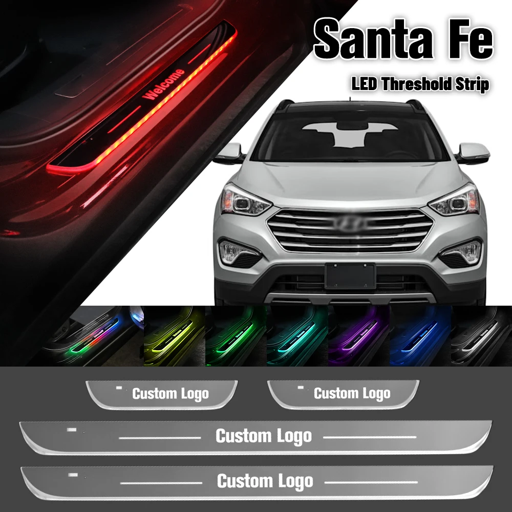 

For Hyundai Santa Fe 2000-2023 Car Door Sill Light Customized Logo LED 2016 2017 2020 Welcome Threshold Pedal Lamp Accessories