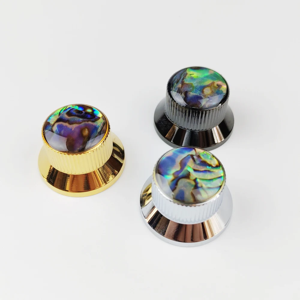 Kaynes 18 Splines Abalone Volume Tone Control Knobs Potentiometer Knobs for Electric Guitar or Bass (6mm hole)