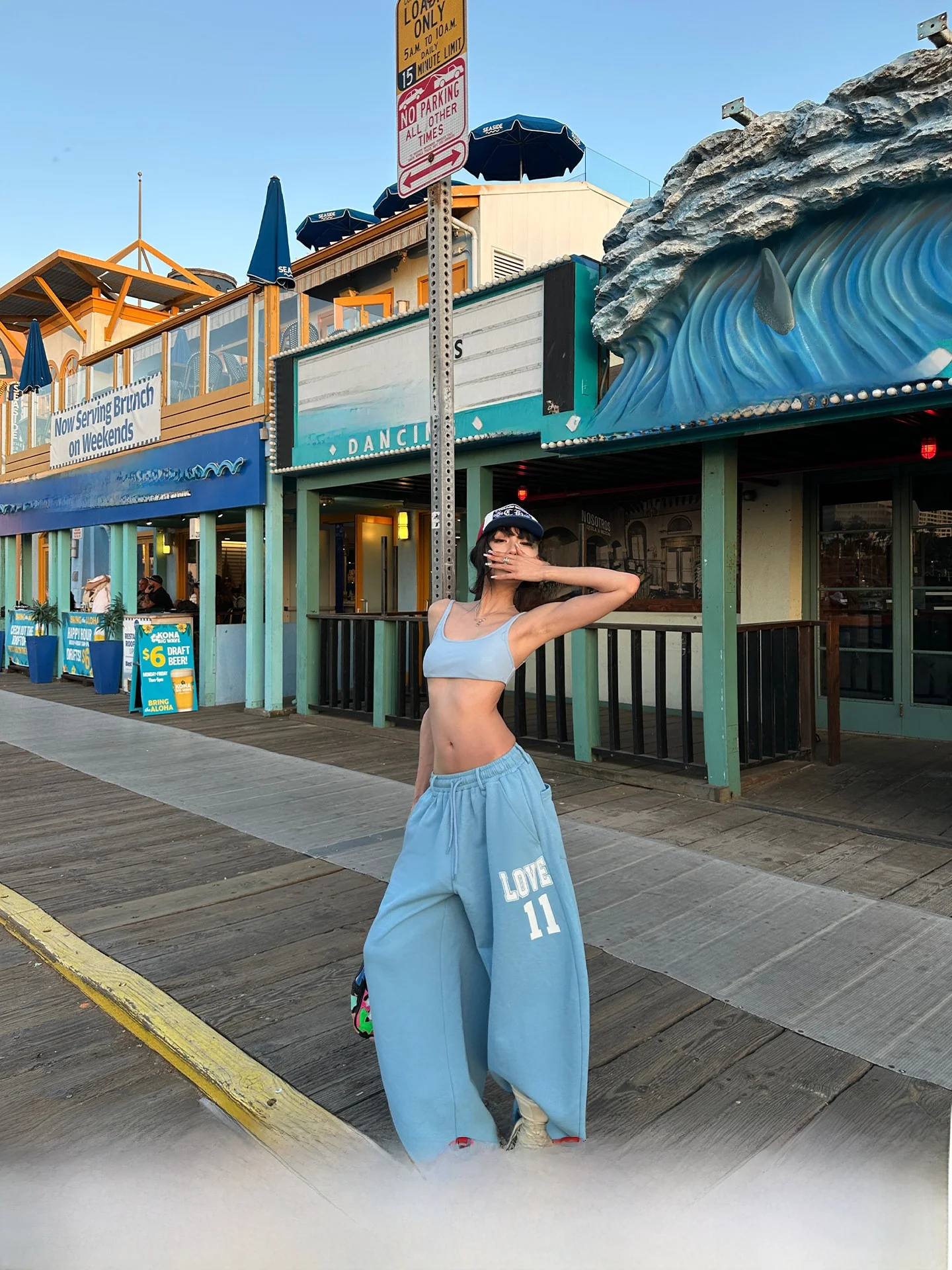 

Loose Wide Leg Blue Printed Casual Pants Women Summer Low Waist Comfortable Cotton Trousers Casual Straight Leg Trousers