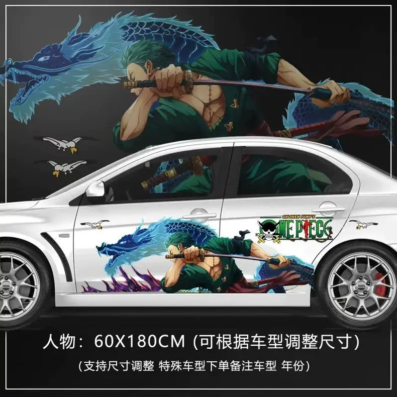 One Piece Sticker Autocarrosseriedecoratie Autofilmsticker Monkey D. Luffy Anime Sticker Roronoa Zoro Krasblokkerend Vakantiecadeau