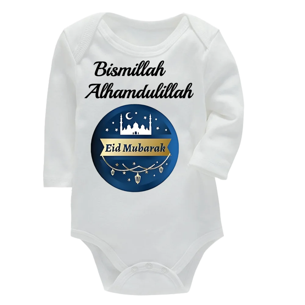 무슬림 신생아 남아 여아 원피스 바지 부드러운 긴팔 원피스 수트 삼각형 크롤링 바지 캐주얼 베이비