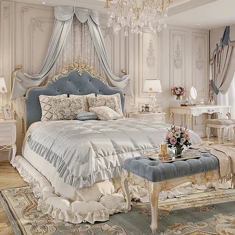 

Aesthetic Modern Bed Frame High End Bedding Ergonomic Master Double Bed Frame King Size European Bedroom Bathroom Furniture