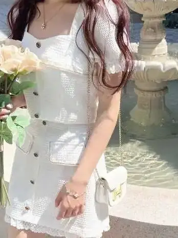Suit White Small Fragrance Style Button Top + Skirt 2024 Summer New Fashion Small Two-Piece Set Summer