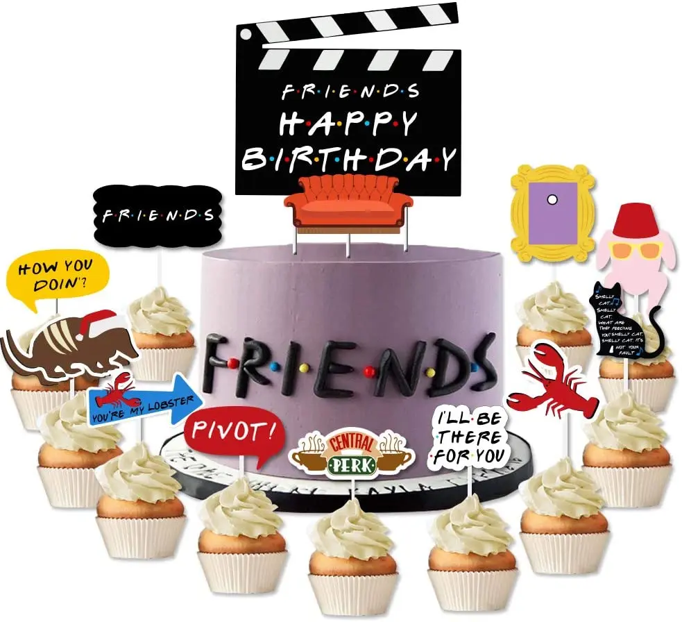 Friends Theme Cake Cupcake Toppers Friends Birthday Cake Decorations for Friends Fans TV Show Birthday Party Decoration Supplies