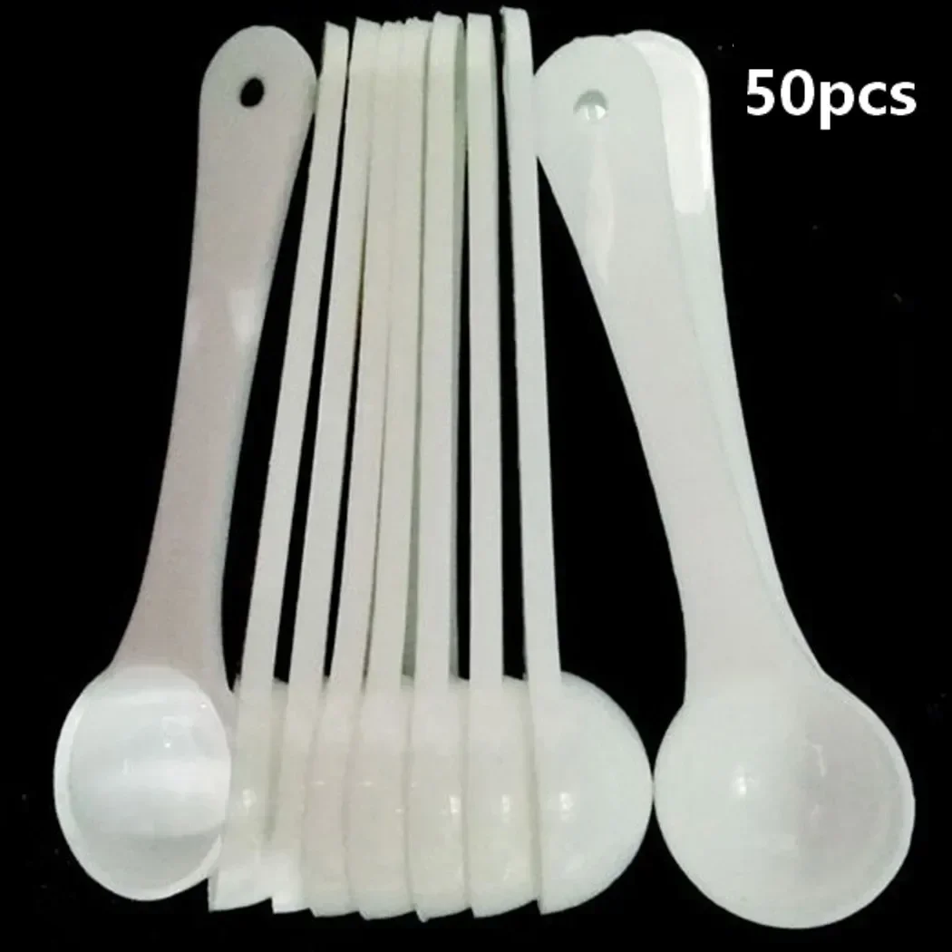 50pcs 1g White Plastic Measuring Spoon Gram Scoop Food Baking Medicine Powder Tea Spoon Tableware Kitchen Supplies