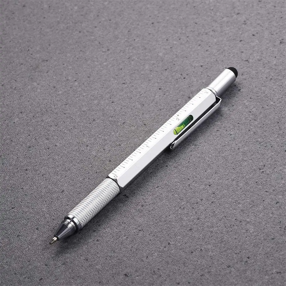 6 in 1 With Scale Pen Tool Capaciative pen Gadget Replacement refill Ballpoint Pen Flat-blade Screwdriver Cross Screwdriver