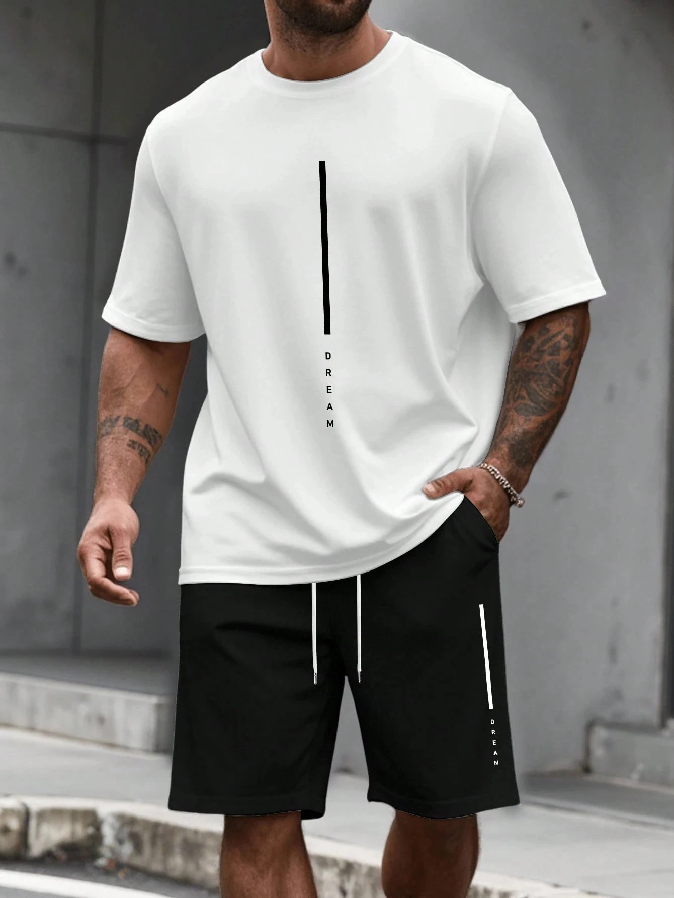 Simple Street Fashion Men's Short Sleeve Suit Outdoor Crew Neck Top Tee Casual Comfortable Shorts Men's T-shirts Clothing Suits