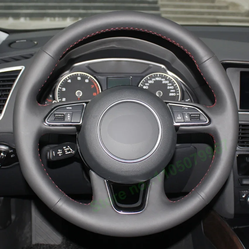 

Hand-stitched Non-slip Durable Suede Real Leather Car Steering Wheel Cover for Audi Q3 Q5 2013 2014 2015 Interior Accessories