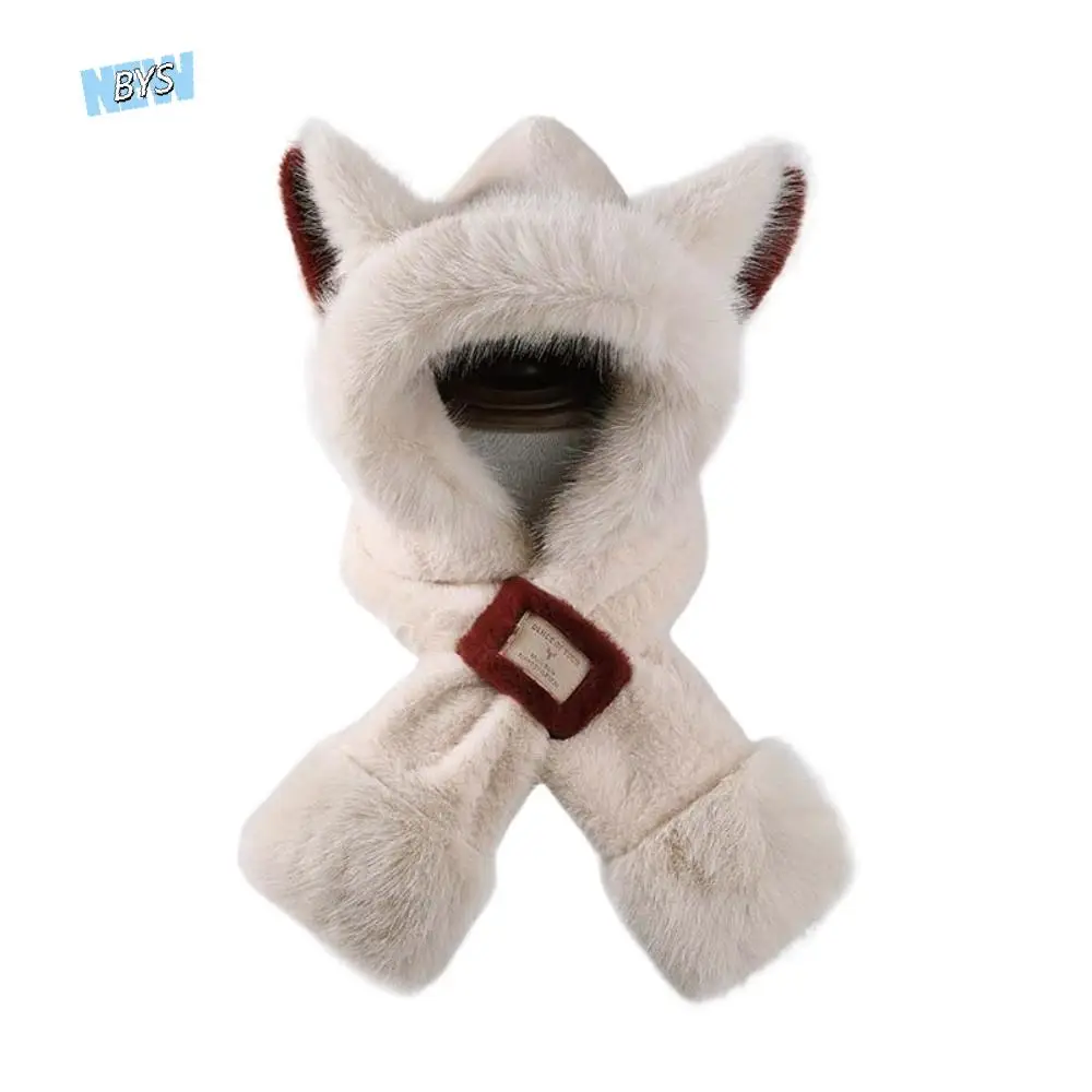 

Lei Feng Cap Cartoon Winter Plush Hat Anti-cold Windproof Animal Ear Scarf Hat Soft Warmer Ear Protection Cap Cycling