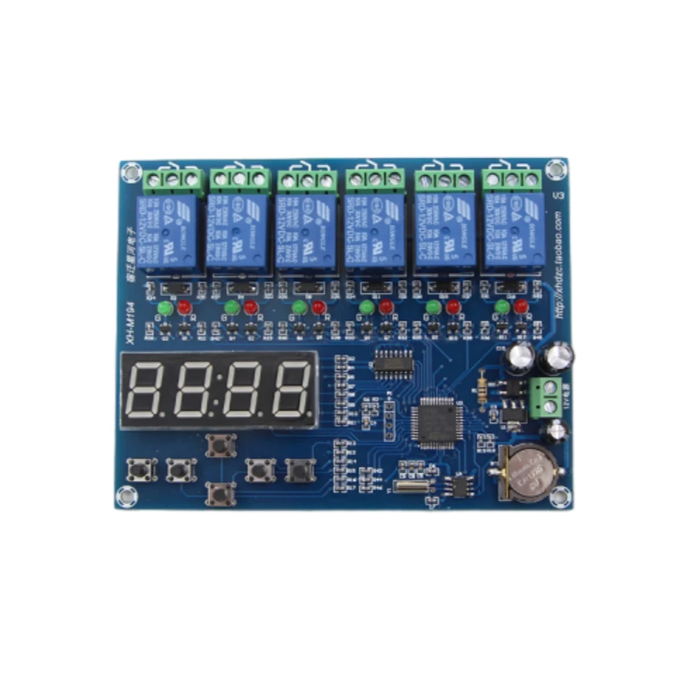 XH-M194 AC/DC12V Time Relay Control Module 5 Channel Timer Relay Switch Time Control Board for Motor/Water Pump/Boiler