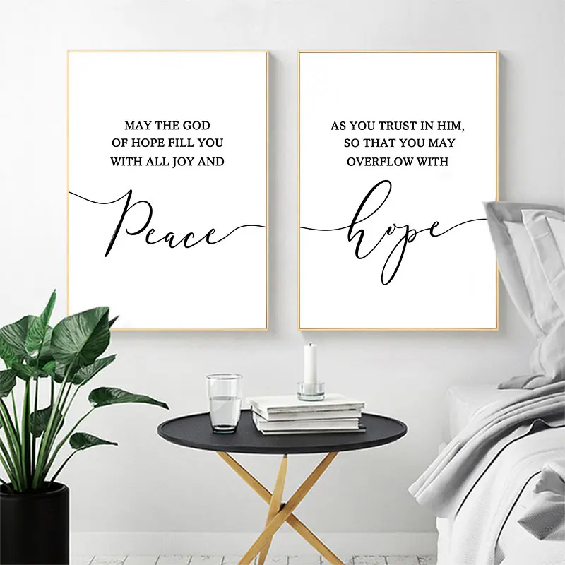 Black White Simple Bible Quotes Canvas Poster Modern Wall Decorative Painting for Living Room Bedroom Home Decor Art Picture