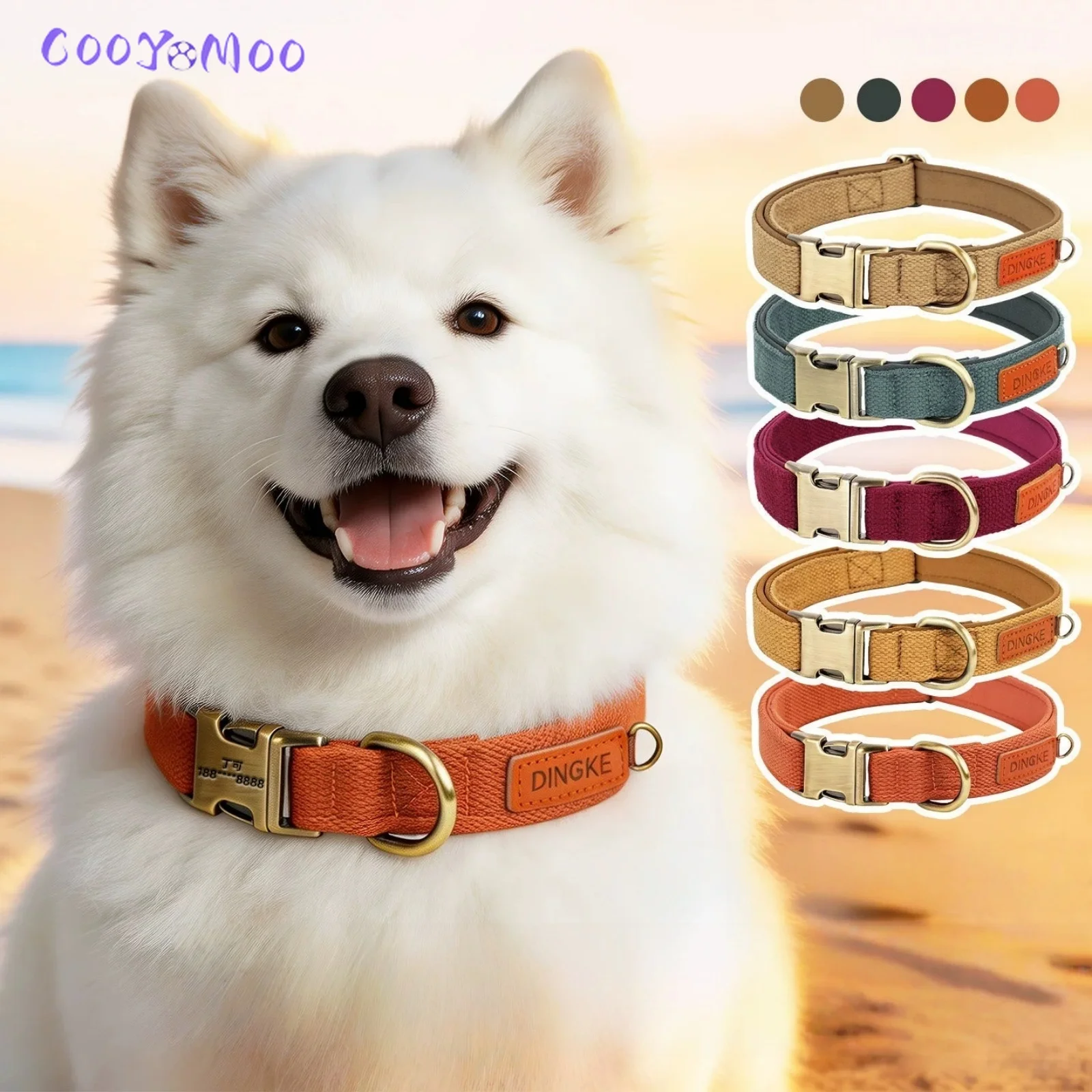 Personalized Dog Collar Leash PU Leather Dog Collars With Walking Lead Rope Free Custom Pet ID Necklace for Small Large Dogs Pug view 2