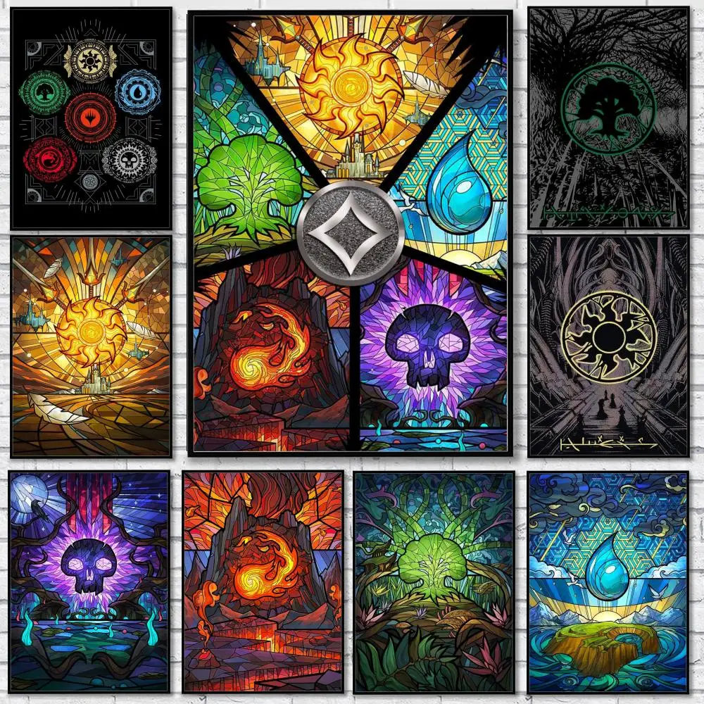 Magic The Gathering Game Poster Sticker Self Adhesive for Playroom Bedroom Hallway Home Wall Art Decor Gift
