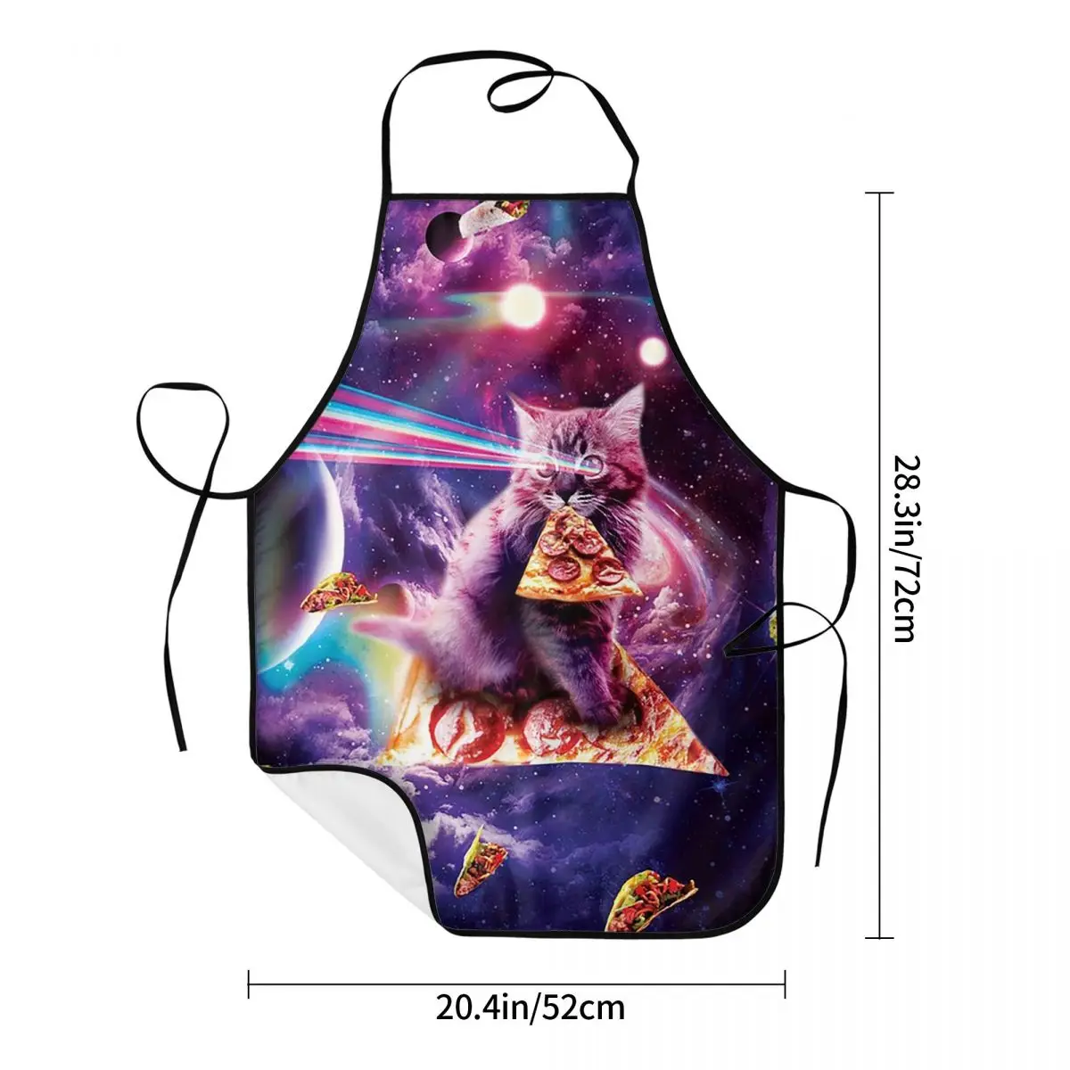 Outer Space Pizza Cat Rainbow Laser Taco Burrito Apron Chef Cooking Tablier Bib Kitchen Cleaning Pinafore for Women Men Painting