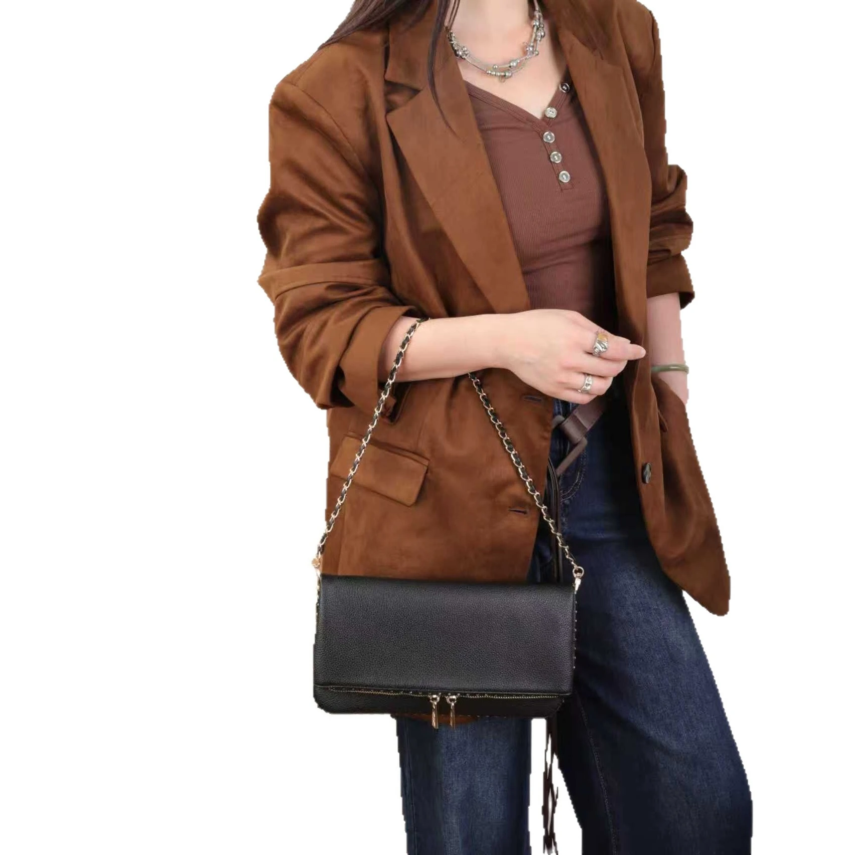 

Новая женская сумка 2026 года: модная повседневная сумка через плечо ZV с алмазной гравировкой и эмблемой крыла