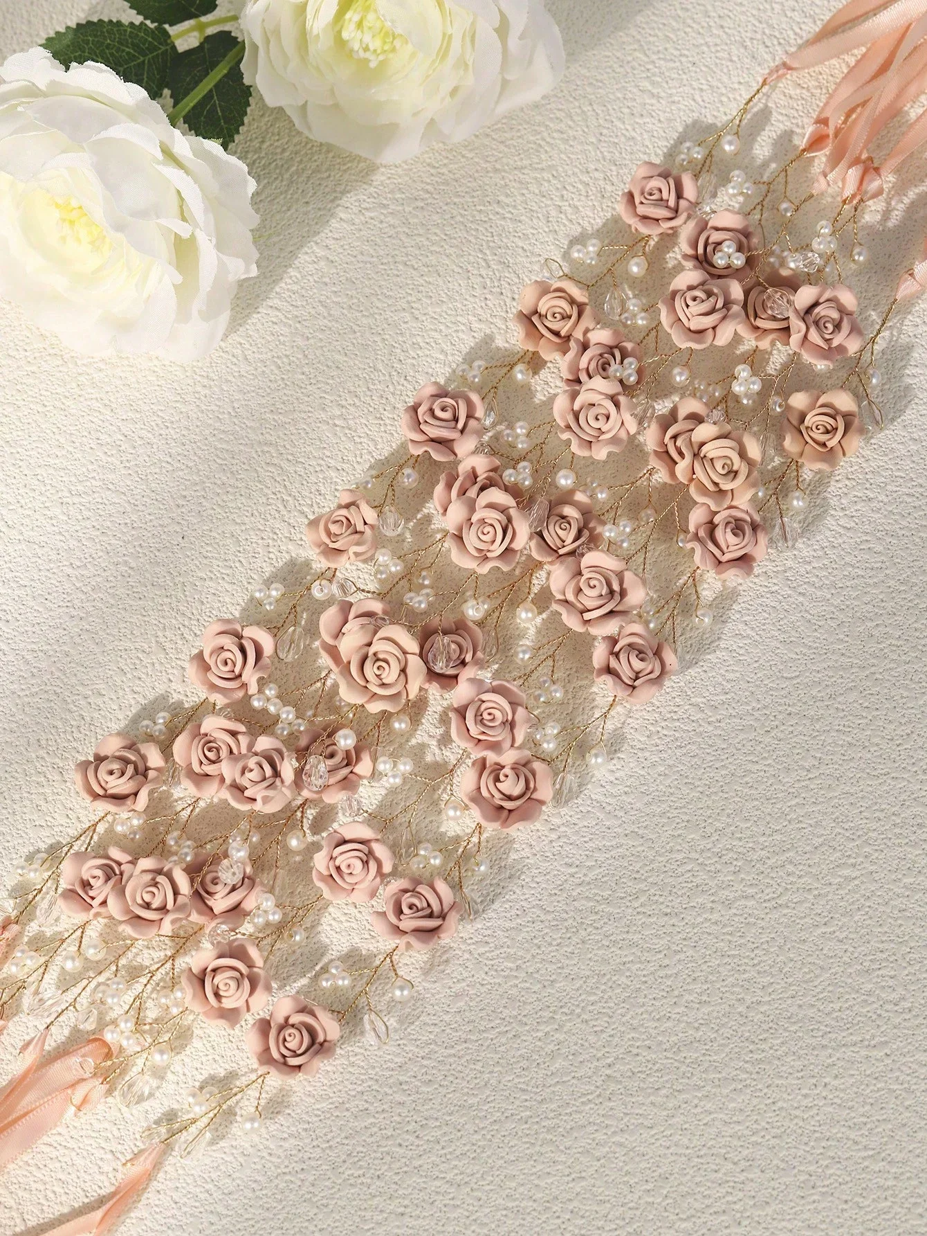 

Crystal Flower Headband Handmade Faux Pearl Bridal Hair Accessory Wedding Bridesmaid Valentine Gift
