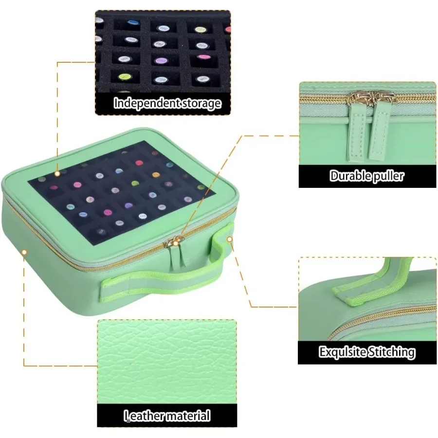 Caixa de armazenamento organizadora de esmalte transparente pequena portátil com divisória removível para 42 garrafas 15 ml 0,51 floz ideal para viagens