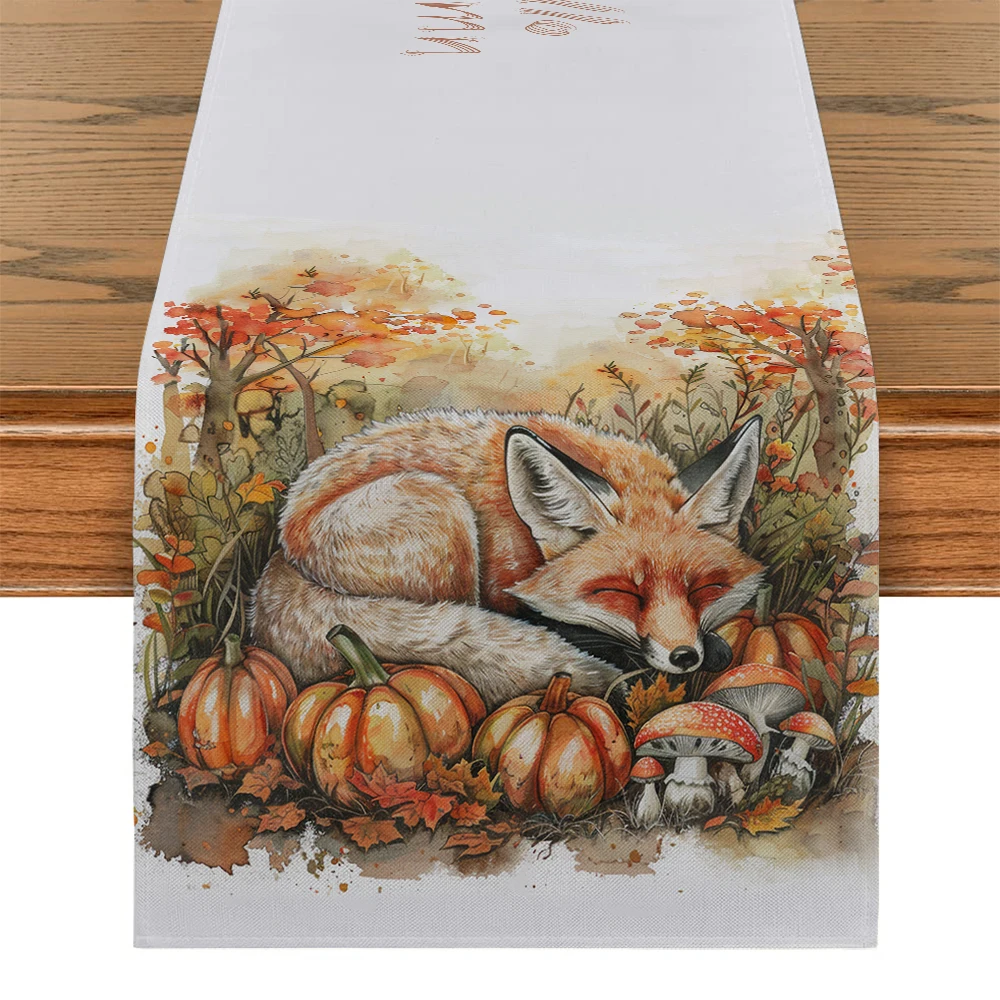 Autumn Fox Eucalyptus Leaf Plant Table Runner Kitchen Table Decor Farmhouse Dining Table Runners Wedding Party Decorations