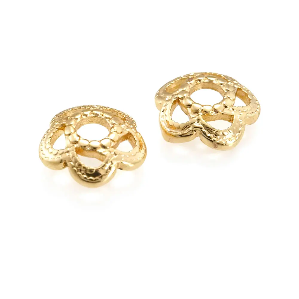 18K Goldfarbene Messing-Blumenperlenkappen Hochwertige DIY-Schmuckherstellungszubehör Halsketten- und Ohrring-Accessoires für Frauen – Detail 8