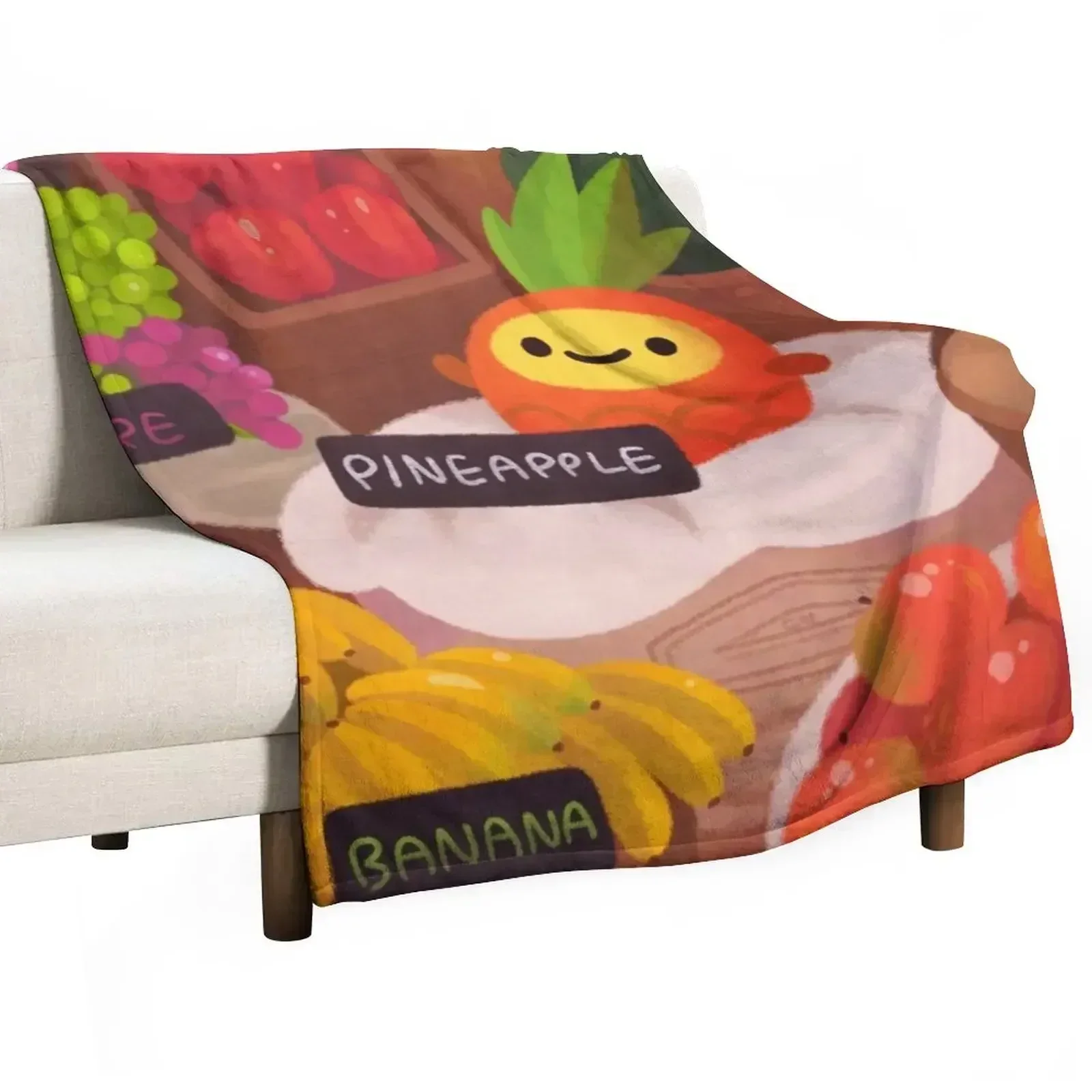 Pineapple NANA in the market Throw Blanket Furrys Cute halloween Soft Plaid Thermal Camping Blankets
