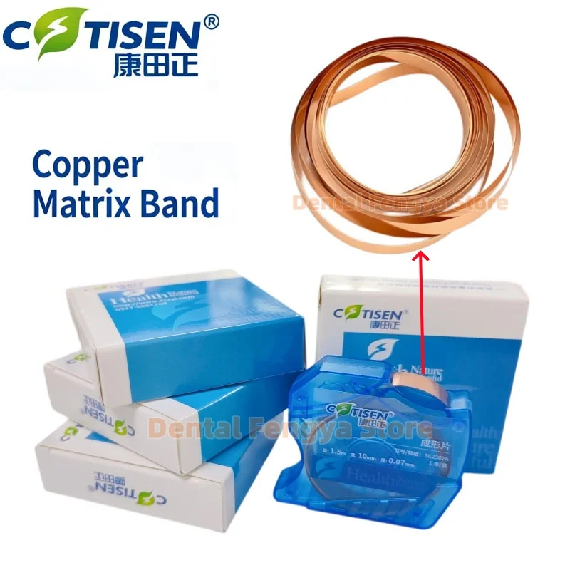 1/2/3 Box COTISEN Dental Copper Matrix Band 1.5m Roll Dental Restorative Copper Forming Sheet with Dispenser 10mm Width