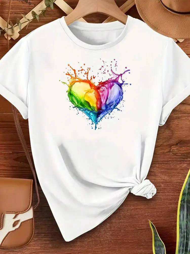 Koszulki damskie w stylu kwiatowym z lat 90., urocze, popularne, z okrągłym dekoltem, codzienne, z nadrukiem, z krótkim rękawem, modne, graficzne.