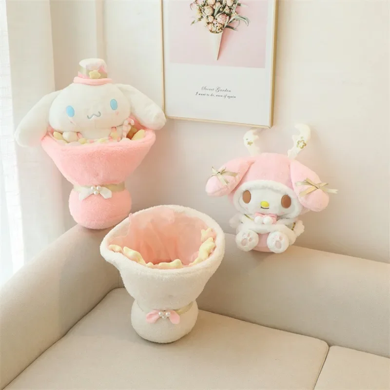 Sanrio Hello Kitty Cinnamonroll Kuromi My Melody Plushies Cute Bouquet Dolls Surprise for Girlfriend Brithday Christmas Gifts