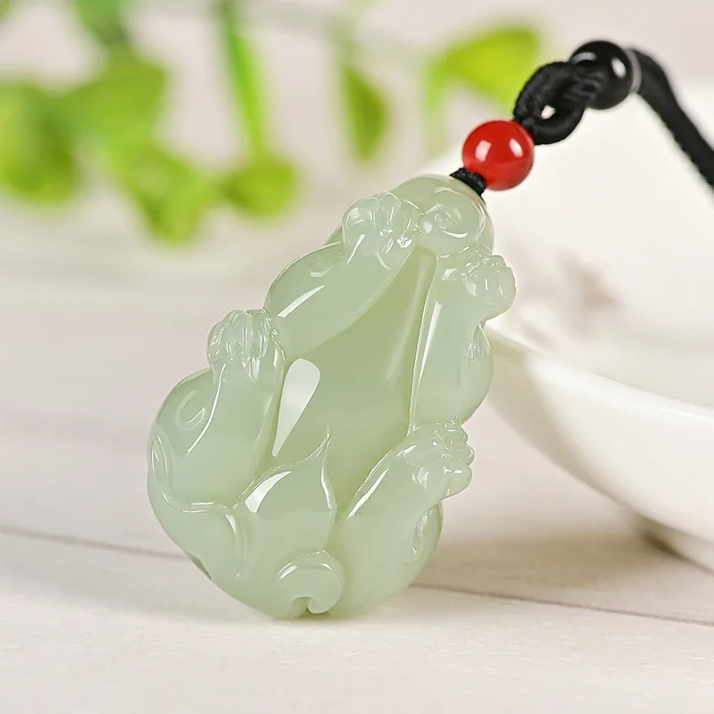 

Fine Jewelry Natural Hetian Nephrite Jade Clear Water Pixiu Pendant for Men and Women