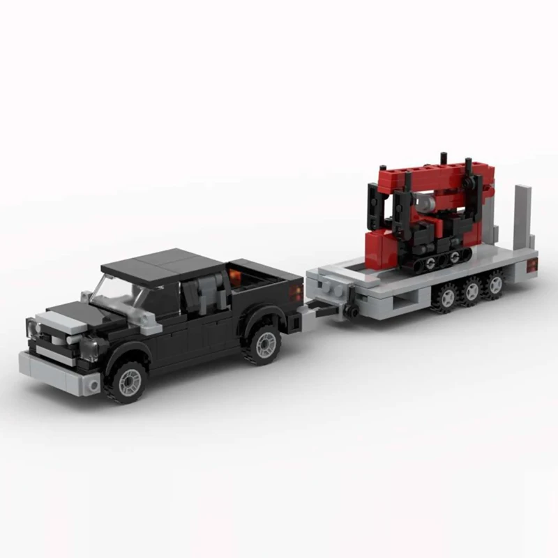 Cidade modelo de carro moc tijolos de construção caminhão captador com reboque e guindaste spx532 tecnologia modular presente das crianças montar brinquedo terno