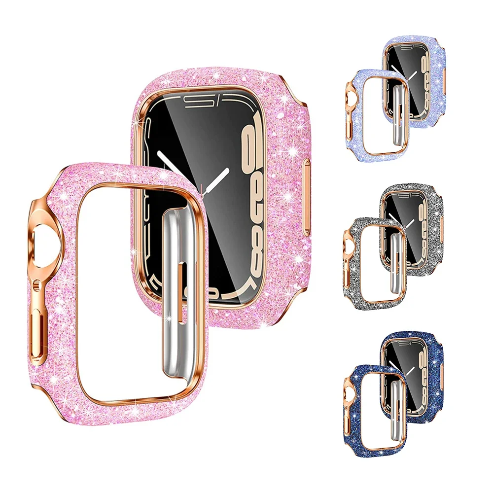 

Bling Case for Apple Watch Cases 41mm 45 44 40mm Diamond Bumper Watch Protector Cover for IWatch Series 9 7 8 6 Protective Shell