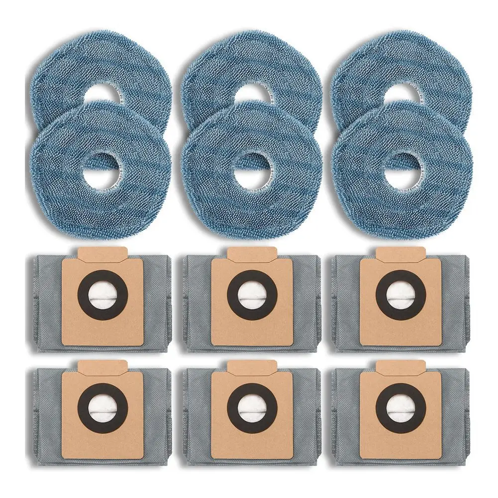 JHD 12-Pack Robot Vacuum Replacement Accessories Replacement Dust Bags & Mop Pads For Eufy X10 Pro Omni