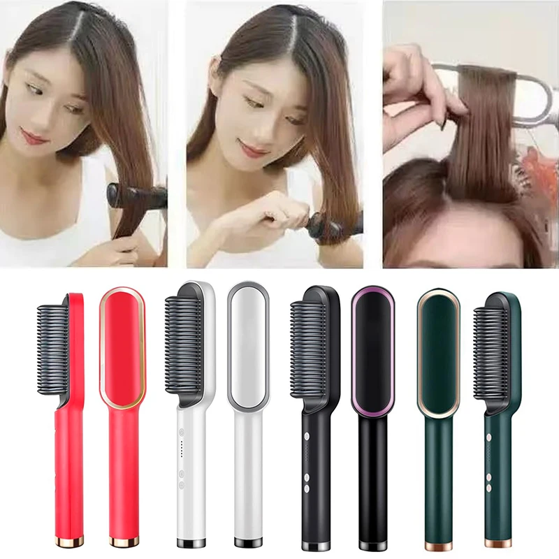 High-quality portable anti-heat styling tool - hot comb straightener curling rod - two-in-one suitable for salons and hair salon