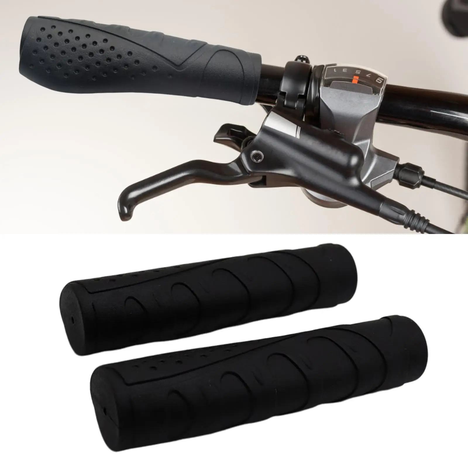 2x Premium Bicycle Handlebar Grips Dia 2.2cm Sleeve Non Slip Cover Length 132mm Waterproof Rubber Bike Handle Grips for Bikes