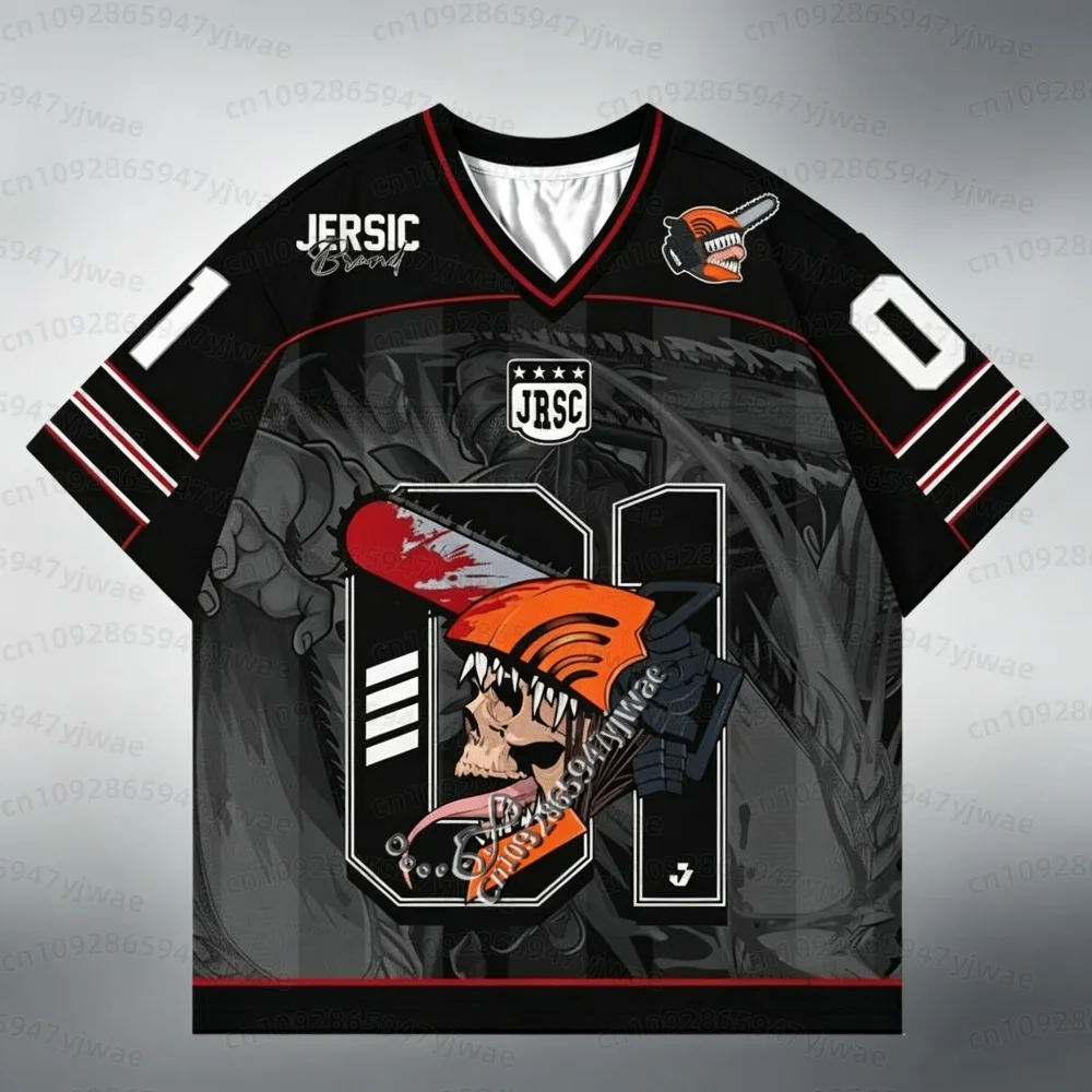 2026  Summer Men's Women Short Sleeve T-Shirt Anime Chainsaw Man Denji Makima Asa Mitaka Print Jersey Men Women Beach T-Shirt