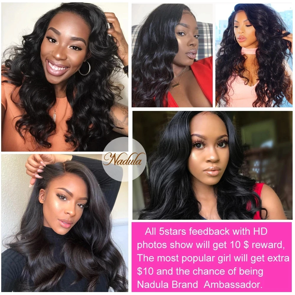 Nadula Hair Peruvian Body Wave Hair With 13x4 Lace Frontal Closure 3 Bundles With Frontal 100% Human Hair Weaves Remy Hair