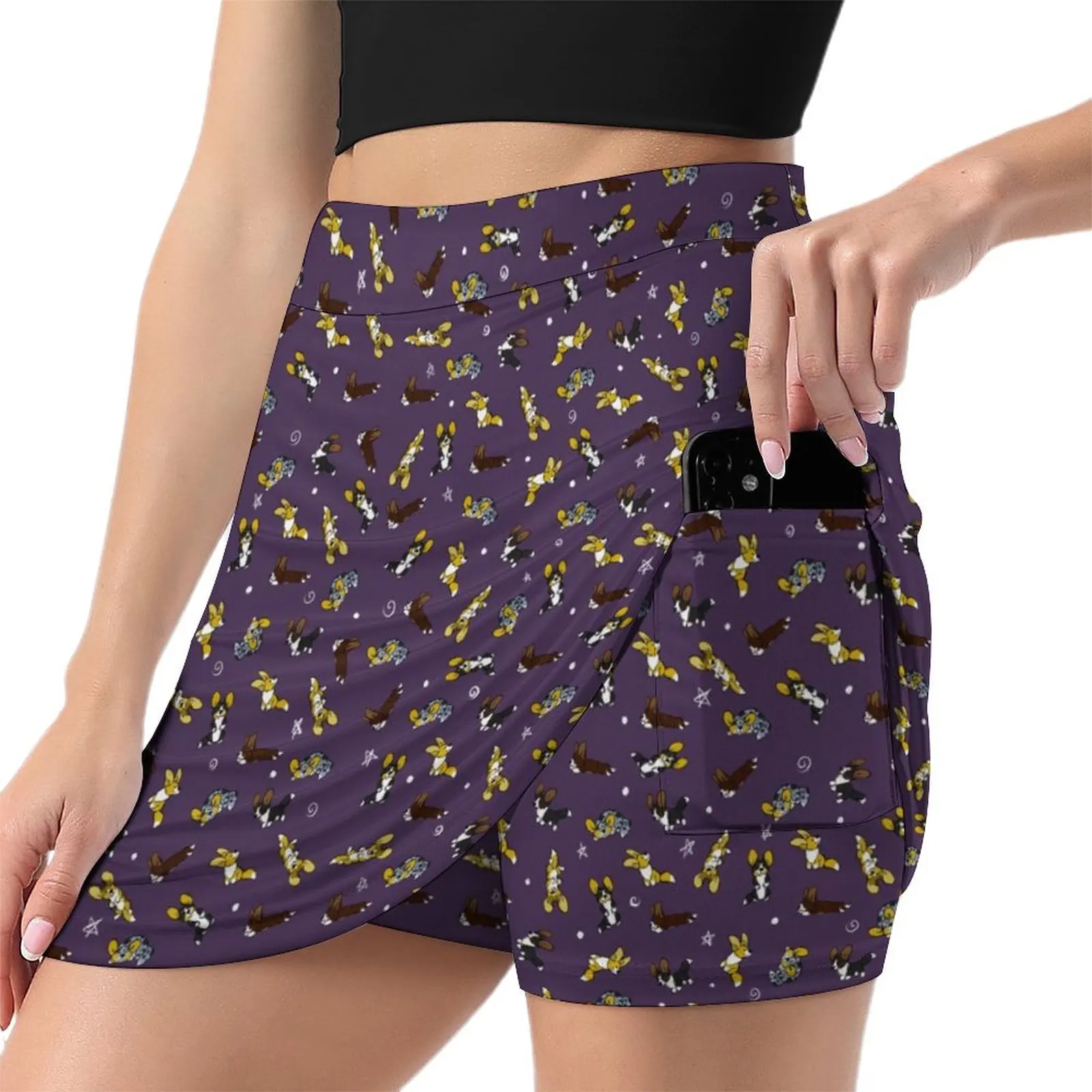 Purple Cardigan Welsh Corgi Scribbles Mini Skirt sexy skirt new in external clothes women's golf wear summer