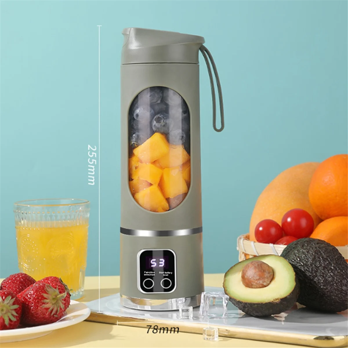 Blender Portabel USB Isi Ulang 8 Pisau Penghancur Es Mini dengan Tampilan Digital 3 Mode Blender Portabel