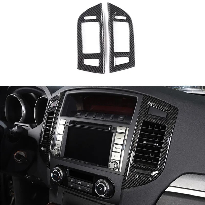 

For Mitsubishi Pajero Montero 06-19 Carbon Fiber Console Air Outlet Vent Trim 2X